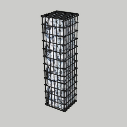 Габіонний стовп паркана 0.3х0.3х2м, вічко 50х100мм, цинк та порошкове фарбування, з'єднання на гачках