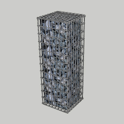 Габіонний стовп паркана 0.4х0.4х2м, вічко 50х100мм, гарячий цинк, з'єднання на гачках