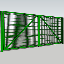 Ворота розпашні 3D, 4х2м, із замком, цинк+ПВХ