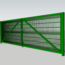 Ворота розпашні 3D, 6х1.5м, із замком, цинк+ПВХ