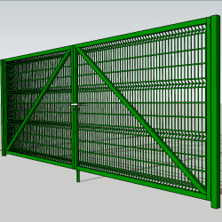 Ворота розпашні 3D, 6х2м, із замком, цинк+ПВХ
