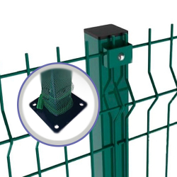 Стовп 3D паркану 1м, 60х40мм, із фланцевим кріпленням, цинк+ПВХ